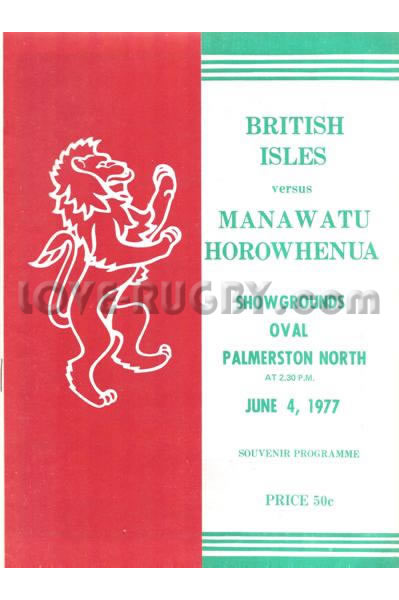 1977 Manawatu-Horowhenua v British Lions  Rugby Programme